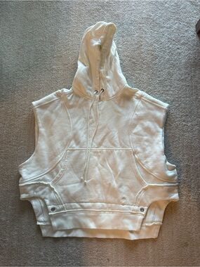 Free People Off-White Sleeveless Hooded Pullover